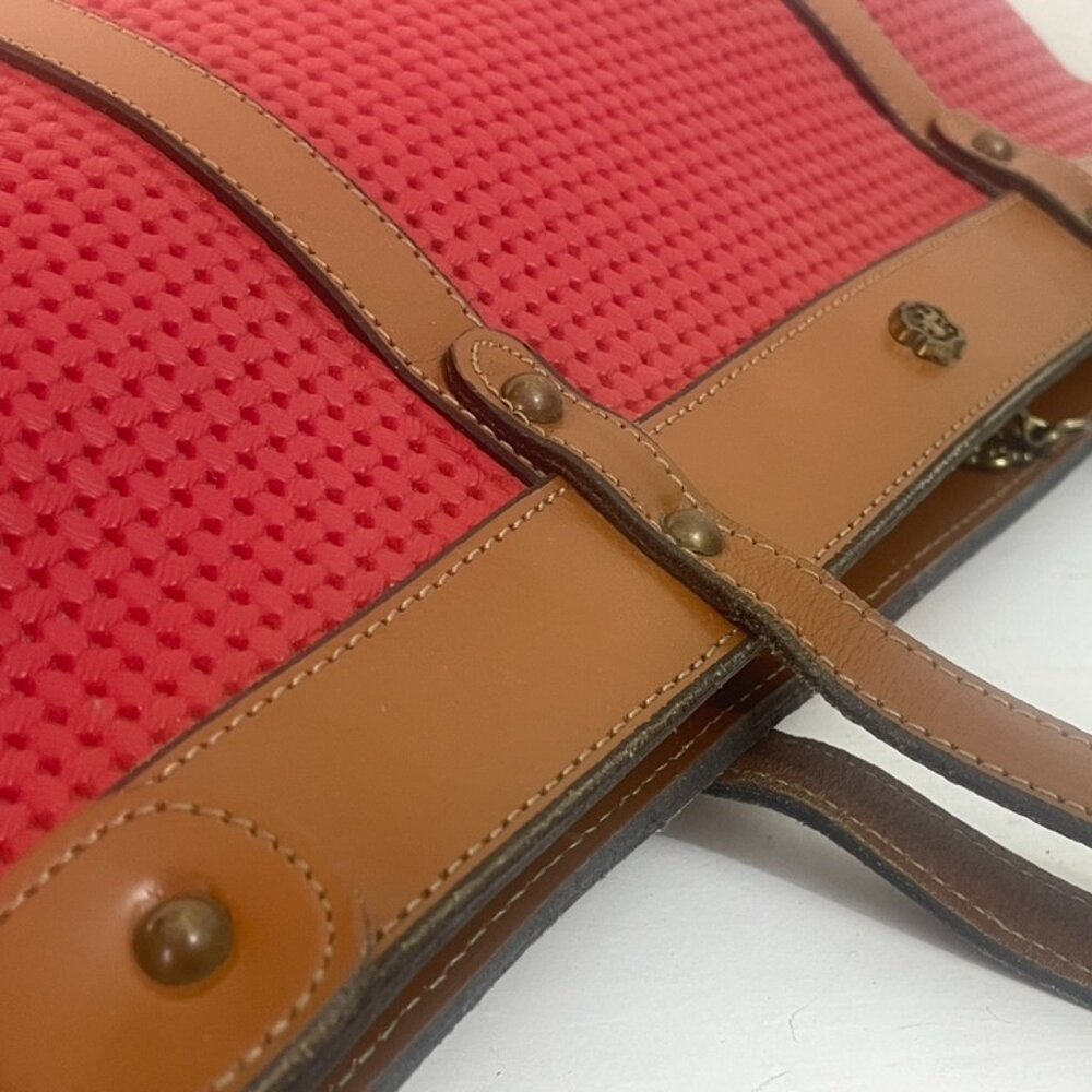 Vintage John Romain Red Woven Leather Tote Bag - Heritage Crest